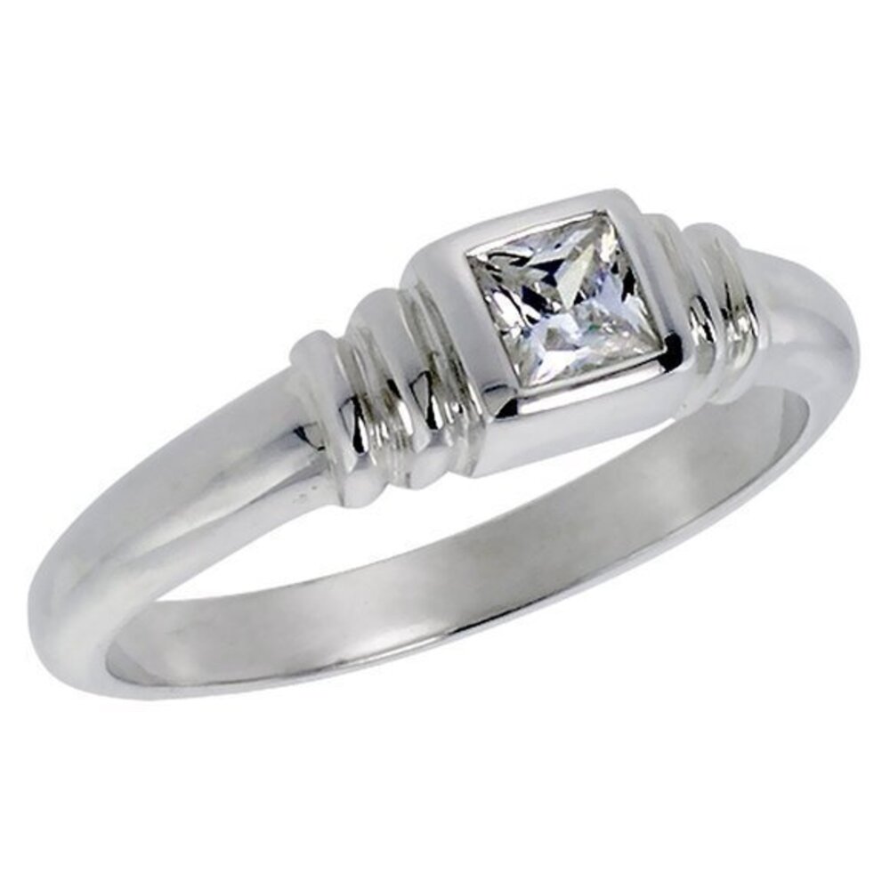1/3CT square Princess Solitaire Engagement Ring